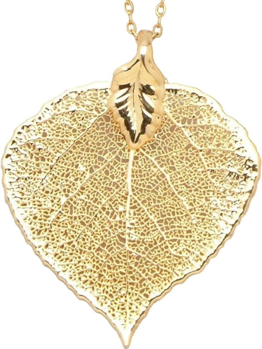 24k Gold Dipped Real Leaf Necklace with Gold-Plated Chain - Unique Nature